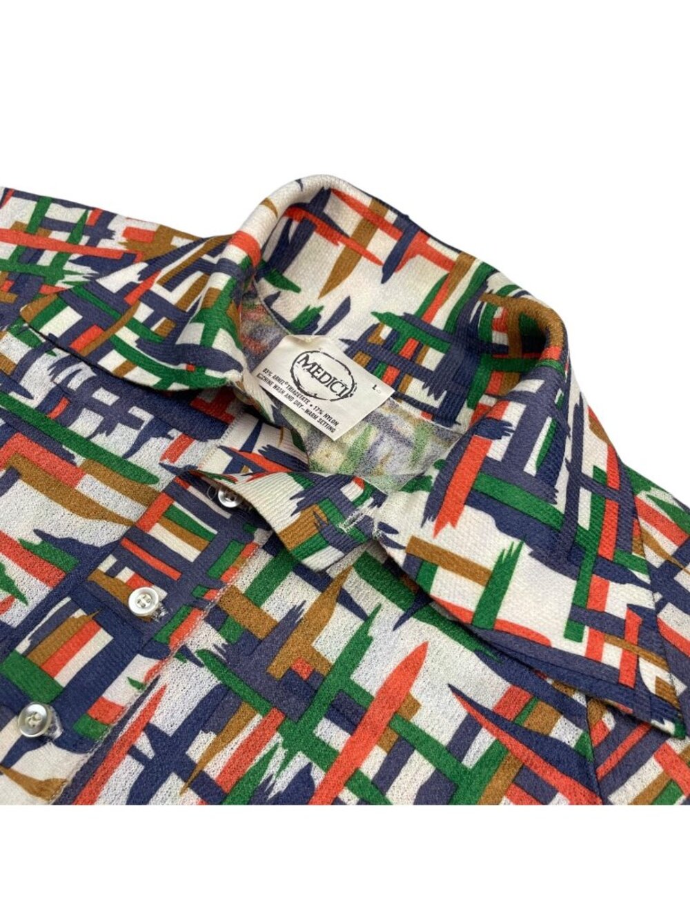 NEW VTG Medici Men's Performance S/S Polo Shirt Colorful Geometric • Large